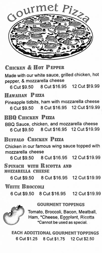 Clifton Park Pizza Menu Page 3